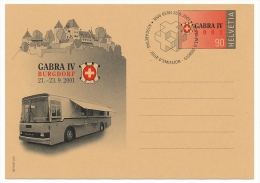 SUISSE - 2 CP Entiers Postaux - Exposition GABRA IV - 2001 - Illustrée Car Postal - Stamped Stationery