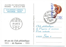 SUISSE - 1 Enveloppe + 1 Carte - Courrier Aérien PAYERNE - SION - Jour De L'Aérophilatélie 1995 - Primeros Vuelos
