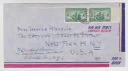 CANADA ENVELOPPE PAR AVION  AVRIL 1949 NEW FOUDLAND VERS NEW YORK USA - Storia Postale