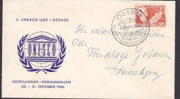 Denmark Sonderstempel ODENSE 1965 Cover Brief - UNESCO Uge Week Woche Exhibition Cachet FAO Stamp - Storia Postale