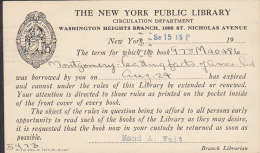 United States Postal Stationery Ganzsache Entier PRIVATE Print NEW YORK PUBLIC LIBRARY, NEW YORK Station M. 1915 2 Scans - 1901-20