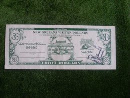 New Orleans Visitor Dollars - 3 Dollars - No Cash Value - Sonstige & Ohne Zuordnung