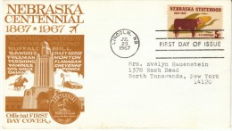 #1328, Nebraska Statehood 100th Anniversary, 1967 FDC - 1961-1970