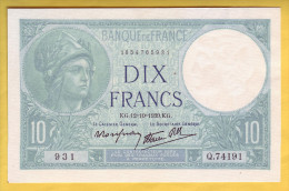 BILLET FRANCAIS - 10 Francs Minerve 12.10.1939 SUP+ - 10 F 1916-1942 ''Minerve''