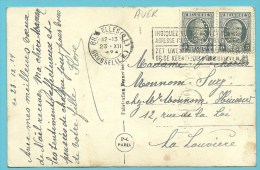 193 Op Kaart Met Stempel BRUXELLES Met Firmaperforatie (perfin) " AUER " - 1909-34