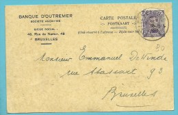 139 Op Kaart Met Stempel ELSENE Met Firmaperforatie (perfin) "B.O. " Van Banque D'Outremer / Bruxelles - 1909-34