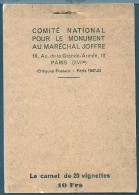 VIGNETTES JOFFRE - CARNET DE 20 - PAPIER COULEUR CREME - Vignettes Militaires