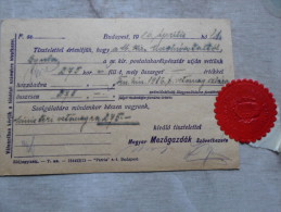 Hungary- Magyar Mezög. Szöv. Budapest To  Gyula - Vármegyeház - 1916 -Békés Vármegye Föispánja  Levélzáró  D128911 - Cartas & Documentos