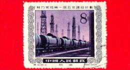 CINA - Usato - 1955 - Piano Quinquennale - Cisterne E Torri - Ferrovia - Tralicci - Tank Cars And Derricks - 8 - Usados