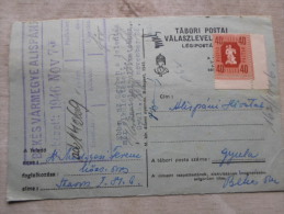 Hungary-  To Békés Vármegye Alispáni Hivatal - Tábori Postai Válaszlevél Légipostával ( Air Mail)  D128926 - Briefe U. Dokumente