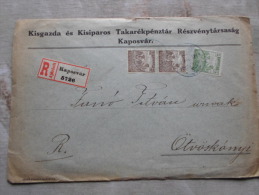 Hungary- Registered Cover  KAPOSVÁR  Kisgzada Takarékpénztár  - To Ötvöskányi  1917   D128931 - Lettres & Documents