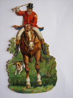 CHROMO DECOUPI GAUFRE VENERIE CHASSE A COURRE CHEVAL CHIEN COSTUME - Other & Unclassified