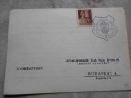 Hungary  - GYÖR Szabad Kir.város -1743-1943 - Levélbélyeggy. Elsö H. Egy. Budapest  -alkalmi Bélyegzés GYÖR 2   D128990 - Hojas Conmemorativas