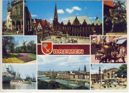 Grüße Aus BREMEN - Mehrbildkarte,  M. Hafen,  Roland, Marktplatz, Bahnhof .... - Sonstige & Ohne Zuordnung