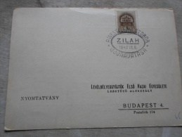 Hungary  -ZILAH  Wesselényi Szobor- Levélbélyeggy. Elsö H. Egy. Budapest  -alkalmi Bélyegzés    1942  D128992 - Hojas Conmemorativas