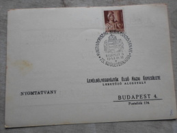 Hungary  - Magyarország Kormányzójának 75.Születésnapjára BUDAPEST 4   1943.VI.18.   -alkalmi Bélyegzés    1943  D129013 - Commemorative Sheets