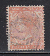 Jamaica Used Scott #10 4p Victoria, Orange Wmk: Crown, CC - Jamaïque (...-1961)