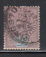 Jamaica Used Scott #26 2 1/2p Victoria, Lilac & Ultramarine Wmk: Crown, CA - Jamaica (...-1961)