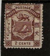 NORTH BORNEO 1886 2c SG10 MOUNTED MINT PERF 14 Cat £45 - Noord Borneo (...-1963)