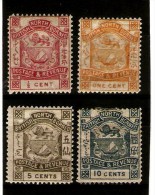 NORTH BORNEO 1888 - 1892 VALUES TO 10c SG 36, 37, 41, 44b MOUNTED MINT Cat £19.75 - Noord Borneo (...-1963)