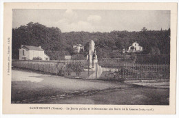 SAINT-BENOIT. - Le Jardin Public Et Le Monument Aux Morts De La Guerre 1914- 1918. Cliché Rare - Saint Benoît