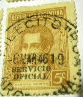 Argentina 1938 Mariano Moreno Overprinted Servicio Oficial 5c - Used - Servizio
