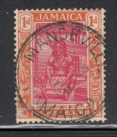 Jamaica Used Scott #89 SG #92w 1p Arawak Making Cassava Multi Crown,  Script CA, Crown To Right SON Cancel: Mandeville - Jamaica (...-1961)