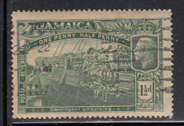 Jamaica Used Scott #90 SG #93a 1 1/2p WWI Contingent Embarking For Overseas Duty Major Re-entry In 'HALF PENNY' - Jamaica (...-1961)