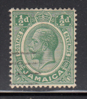 Jamaica Used Scott #101 SG #89ab 1/2p George V 'Bow Flaw' In Right Bow Upper Right Corner Crease - Jamaica (...-1961)