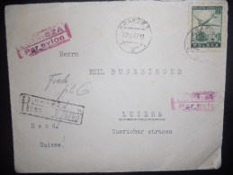 Pologne Lettre Recommande De Krakow 1947 Pour Luzern - Flugzeuge