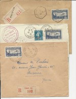 Marcophilie : 3 Enveloppes: Timbres Aviation N° 6  : 1  Bleu - 1 Outremer - 1 Outremer VIF ( Rare) + Date 31/08/1931 - 1927-1959 Lettres & Documents