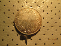 SERBIA 1 Dinar 1915 Coin Die Aligment With Designer Name Silver 4.98 Grams - Serbia