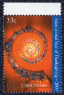 Nations Unies 2000 ONU Neuf Thanksgiving Spirale En Relief Bord De Feuille - Unused Stamps