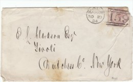 2 1/2 Pence Stamp (Sc#101) On 1884 Cover Sent To Tivoli New York State From Glasgow - Storia Postale