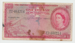 British Caribbean Territories 1 Dollar 1956 VF (with Stains) Pick 7b  7 B - Caribes Orientales