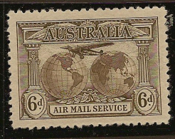 AUSTRALIA 1931 6d Sepia AIR SG 139 HM #LZ11 - Ongebruikt