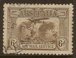 AUSTRALIA 1931 6d Sepia AIR SG 139 U #LZ13 - Usati