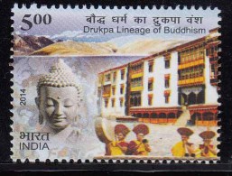 India MNH 2014, Drukpa Lineag,  Buddhism , Buddha, Music Instrument, Mountain, Glacier, - Neufs