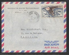 A .O . F     LETTRE  PAR AVION DE 1958 DE DAKAR  VERS  LA FRANCE - Briefe U. Dokumente