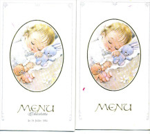 FAIRE PART LOT DE 2 1984 BAPTEME MENU DINER CHARLOTTE - Birth & Baptism