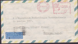 Brazil Via Aerea Par Avion ALEGRETE 1969 Meter Cover Letra To LONDON England Flag Cachet (2 Scans) - Lettres & Documents