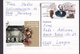 Germany Deutschland Postal Stationery Ganzsache 1999 To LANGEN, UPU Weltpostverein Heinrich V. Stephan (2 Scans) - Cartoline Illustrate - Usati