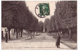Vernon - Avenue Et Monument De L´Ardèche - Animée - Circulé 1908 - Vernon