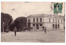 Vernon - Le Théâtre Et L´Avenue Thiers - Animé - Circulé 1908 - Vernon