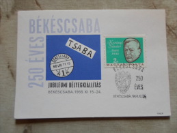 Hungary  Békéscsaba 250 éves - 1968 - Korányi Sándor    D129149 - Foglietto Ricordo