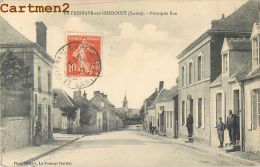 LA FRESNAYE SUR CHEDOUET : PRINCIPALE RUE - ANIMEE - CPA 72 - La Fresnaye Sur Chédouet