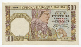 Serbia Serbie 500 Dinara 1941 AUNC # 2 - Serbia