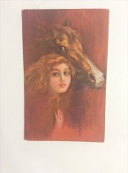 AK  USABAL    Signed  Horse  Lady - Usabal