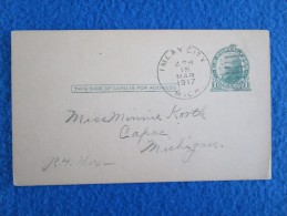 Jefferson One Cent Postcard Cover, Postmarked 1917. - 1901-20