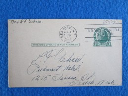 Jefferson One Cent Postcard Cover, Written And Postmarked In 1917 New York. - 1901-20